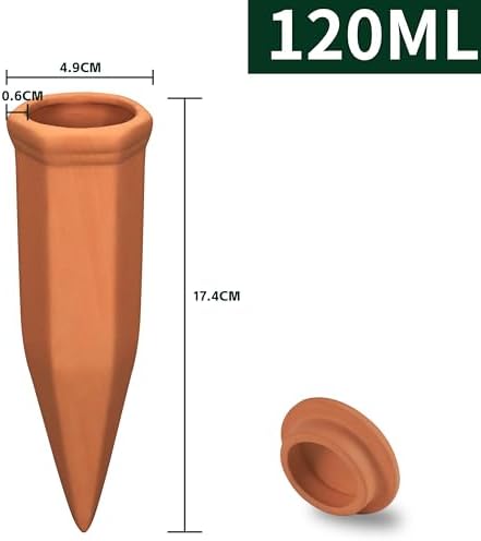 Soilagua Large Terracotta Watering Spikes with Lids, Automatic Plant Waterer Outdoor | Indoor, Vacation Friendly Clay Plant Watering Devices System, Slow Release Self Watering Planter Insert, 6 Pack - Image 2