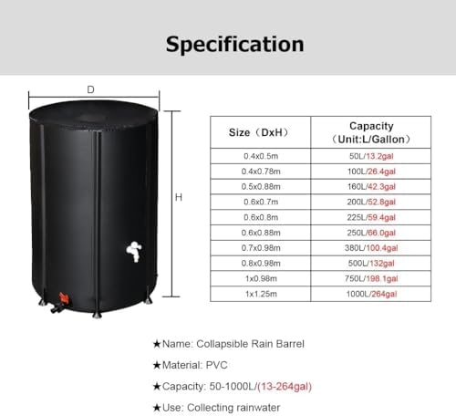 PVC Rain Barrel 13-264 Gal for Rainwater Collection, Portable Water Catchment System with Spigot for Gutter Use, Eco-Friendly Storage Tank for Garden Irrigation - Image 2