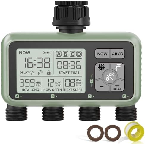 4 Zone Sprinkler Timer, Programmable Water Timer for Garden Hose by XinFutureSprinklerTimer