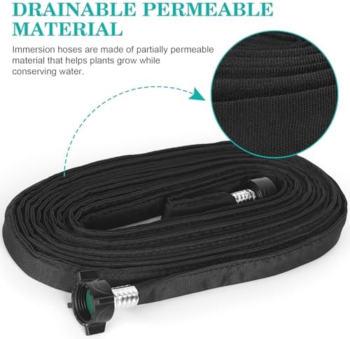 AIODE Flat Soaker Hose 100FT(50FT 2Pack) for Garden Beds Drip Hose Heavy Duty Save 80% Water for Vegetable Tree (100FT) - Image 2