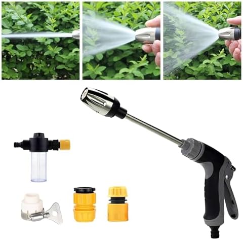 Heavy Duty Garden Hose Nozzle, High Pressure Power Washer Extension Wand with Jet Nozzle, Pressure Washer for Patio Car Outdoor Cleaning(Black) by Unknown