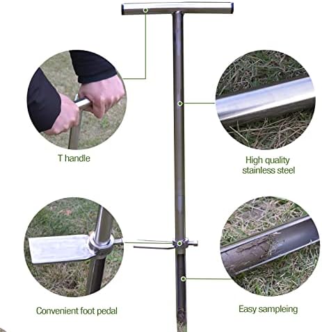 36" Soil Probe, Stainless Steel Soil Sampler Probe with Foot Pedal and Reusable Sample Bags, Soil Test Kits for Lawn Plant Garden Farm Soil Sampling - Image 4