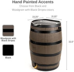 RTS Home Accents Premium 55-Gallon Rain Barrel with Removable Lid, Flat Back Rain Water Collection Barrel, Woodgrain with Black Stripes - Image 3