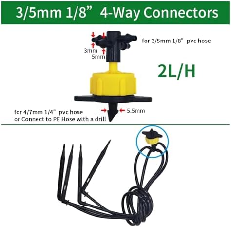 Garden Supplies 10-100M 2L/H Pressure Compensation Emitter Arrow Watering Kits w Puncher for Agriculture Greenhouse Drip Nozzle(KIT001-10M) - Image 4