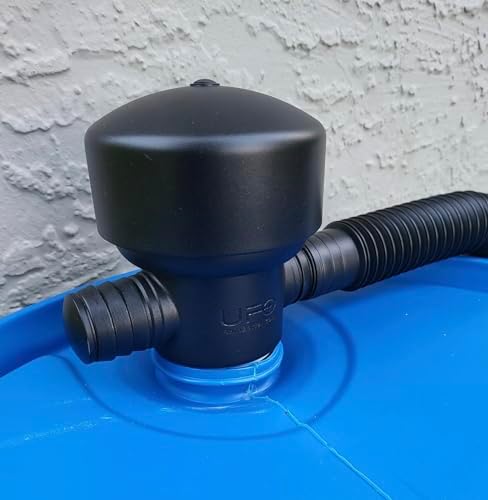 UFO Rain Barrel 4" Mini Docking Diverter with Overflow Hose for Poly Drums (Black) - Image 3