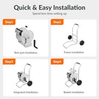 Giraffe Tools Garden Hose Reel Cart with Wheels, Stainless Steel Heavy Duty Water Hose Reel Cart, 200 ft of 1/2 Capacity, Mobile for Outside - Image 6