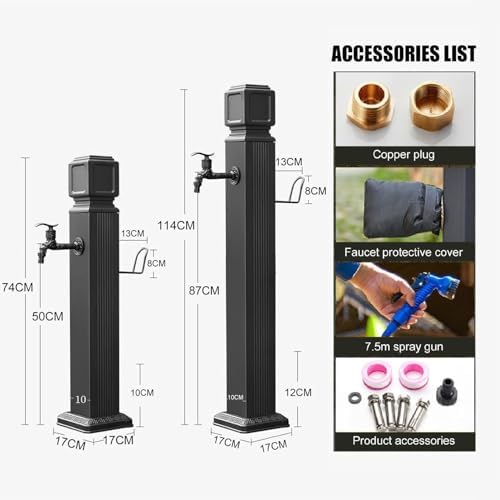 Stainless Steel Garden Water Tap - Freestanding Antifreeze Hose Holder, Floor-Mount Lawn Fountain Dispenser for Car Washing & Watering (17x17x1, Style 3) - Image 2