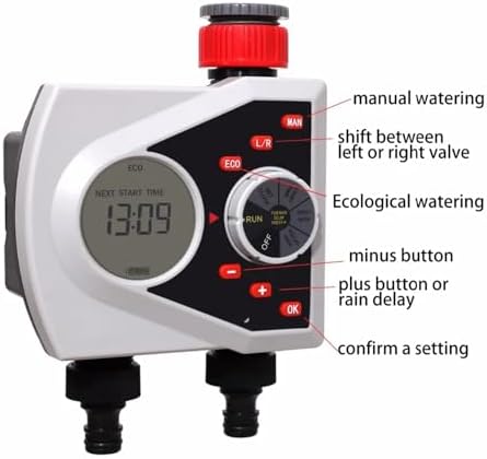 NURII Two Outlets Garden Automatic Watering Timer, Digital Electronic Solenoid Valve and Rain Sensor and Humidity Sensor (Size : with Humidity Sensor) - Image 4