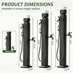 Stainless Steel Outdoor Water Spigot | Vertical Square Garden Water Column | Decorative Water Fountain Yard Hydrant Hose Stand for Patio, Deck, Poolside & Backyard(D,Height: 60cm/23.6in) - Image 2