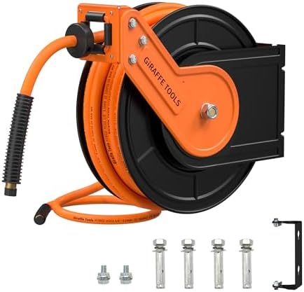Giraffe Tools Retractable Air Hose Reel 50ft with Swivel Bracket 3/8" by GiraffeTools