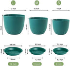 WSMKSZ Large Flower Pots 12/10/9 inch, Set of 3 Modern Decorative Plastic Planters with Drainage Holes and Saucers for House Plants, Plant Pots for Indoor Outdoor Plants, Blue Green - Image 3