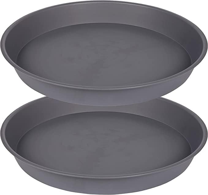 2 Pack of 16 17 inch Plant Saucer (15 inch Base), 2.3" Depth, Plant Trays for Pots, Plastic Plant Saucers for Indoors, Bird Bath Bowls, Flower Pot Drip Trays for Planter (17", Cement) by Bleuhome