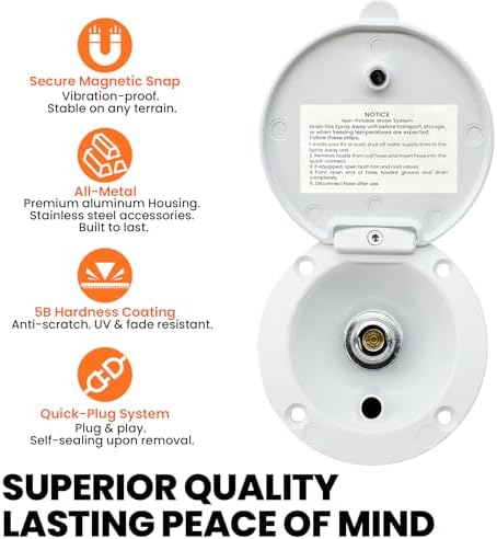 All-Metal RV Quick Connect Spray Port with G1/2" & GHT 3/4" Adapters, Exterior Water Hookup for Camper & Trailer, Stainless Steel Quick Connector, Magnetic Dustproof Cover, Rust & UV Resistant (White) - Image 6