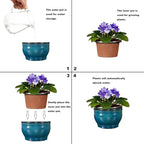 Self Watering Pot for African Violets Indoor Outdoor Plants, 6 inch, Teal - Image 4