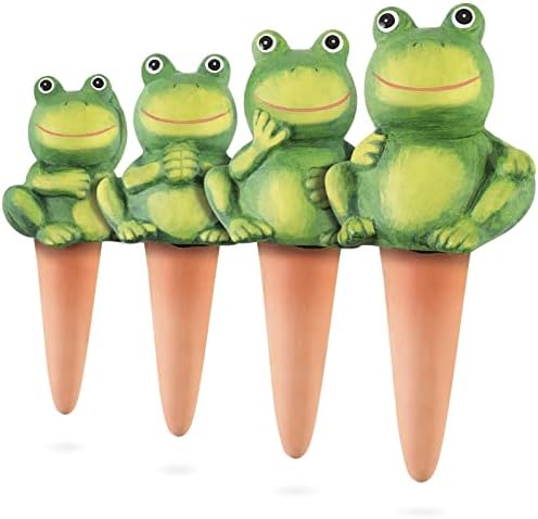 4-Pack Frog Plant Watering Globes Decorative Self Watering Spikes Planter Insert Terracotta Plant Watering Devices Automatic Plant Waterer for Indoor Outdoor Plants by XueshouRT