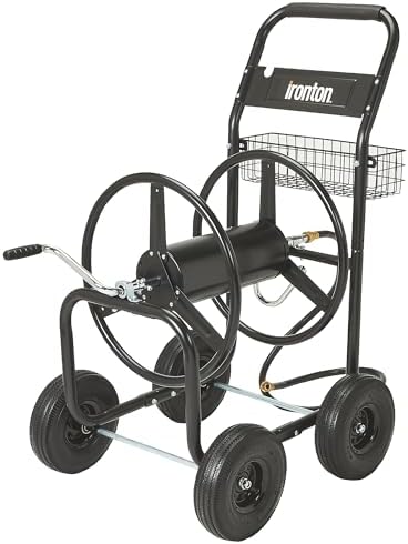 Ironton Hose Reel Cart, Holds 300ft. of 5/8in. Hose, 6ft. Leader Hose by Ironton