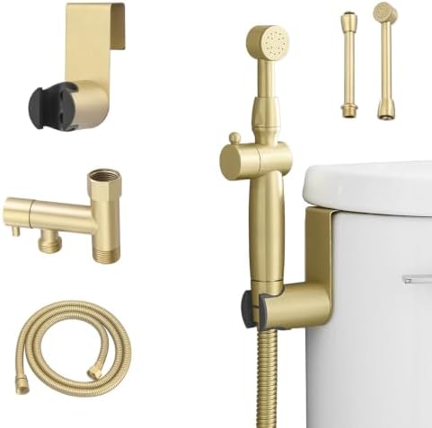 Gold Handheld Bidet Sprayer Attachment for Toilet, Brass by Greenspring