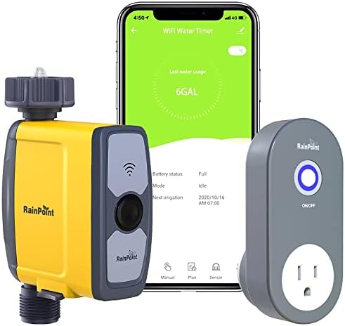 RAINPOINT Sprinkler Timer WiFi Water Timer, Smart Hose Timer, WiFi Sprinkler Controller Automatic Watering System Irrigation Water Valve, APP & Voice Control, Weather-based Auto Rain Delay, For Garden by RainPoint
