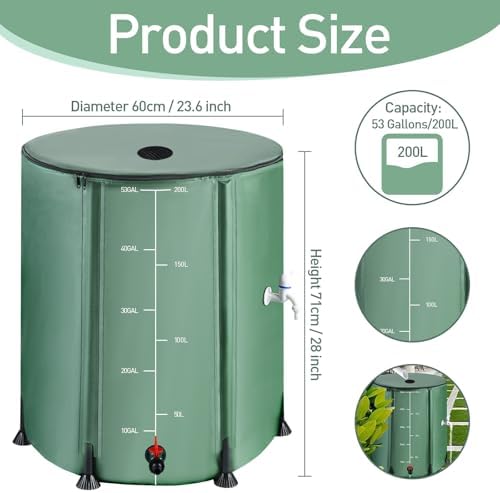 53 Gallon Collapsible Rain Barrel with Zipper and Faucet - Image 2