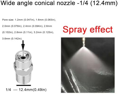 1/8, 1/4, 3/8, 1/2 inch Stainless Steel Solid Cone Nozzle, 304 Material nozzles, for high-Pressure and Low-Pressure Atomization Nozzle dust, Moisture, humidification, etc. - Image 3