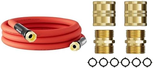 5/8" Hot/Cold Short Leader Garden Water Hose+3/4 Inch Solid Brass Garden Hose Adapter by SPECILITE