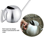 Stainless Steel Watering Can, Brushed Finish Long Spout Precise Watering for Indoor Plants Home Silver 1000ml 35oz Lightweight Open Top Ergonomic Handle Modern Design - Image 4