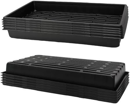 RooTrimmer 10 Pack 1020 Trays, Extra Thick Heavy Duty Seed Starting Trays - No Holes, No Leak, Reusable Propagation Flats for Microgreens, Seedlings, Plant Germination, Fodder and Transplant by RooTrimmer