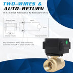 3/4" Motorized Ball Valve Brass - 2 Wire Auto Return Electric Water Valve normally closed with Full Port, 110-230V AC Automatic Ball, IP67 - Image 4