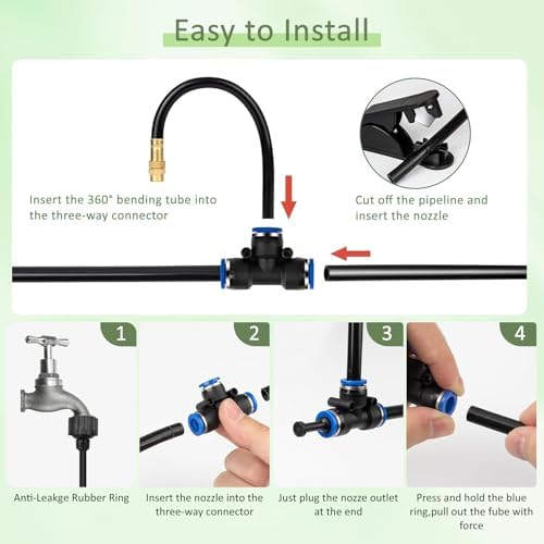 Drip Irrigation System,99FT Garden Watering System with 30 Nozzles,360 Adjustable Micro Spray Sprinkler Kit,Garden Irrigation System,Greenhouse Accessories,Atomizing System for Yard,Lawn,Plants - Image 3