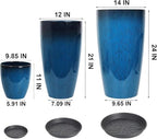 24,21,11 Inch Large Plastic Planters with Drainage Hole and Saucer - Set of 3 Tall Plant Pots Indoor Flower Pot Tall Round Planters Outdoor Large Tall Planter - Image 2