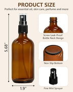 KEYWING 35 Pack 4oz Small Amber Glass Spray Bottles for Essential Oils - Image 2