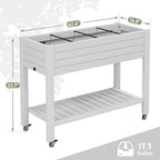 33.7" Tall Raised Garden Bed with Wheels, Divisible Resin Planter Box with Drainage Gauge & Storage Shelf, Herb Planter for Garden Patio Backyard, Medium Ashen (33.7" h) - Image 3
