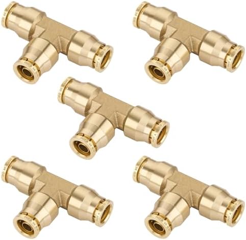 3/8" Brass Union Tee, DOT Approved 3-Way Air Line Connector 5PCS by BOERAY