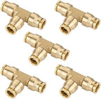 3/8" Brass Union Tee, DOT Approved 3-Way Air Line Connector 5PCS by BOERAY