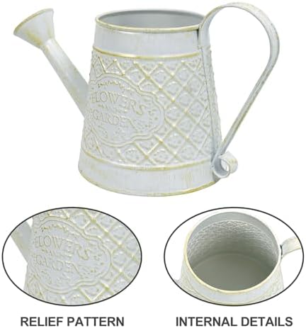 Cute Small Watering Can Indoor Plants Garden Metal Decorative Watering Cans for Outdoor Plants Bonsai Outdoor Garden Flower Decorative (White, 1.5L, 50.7 Oz) - Image 4