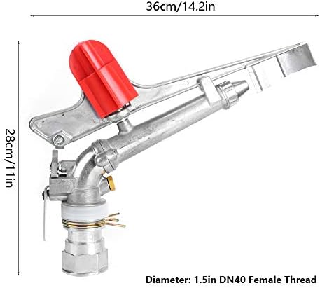 1.5in 360° Agriculture Farm Irrigation Sprinklers, Adjustable Impact Gun Sprinkler with Nozzle Set Large Area Irrigation Watering Spray Gun, Female Thread Rocking Arm Rotation Accessories - Image 3