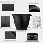 6 Pack 16 Inch Large Plant Pots, Plastic Planters for Outdoor Plants - Image 3