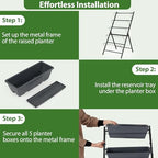 GIANTEX 5 Tier Vertical Planter Set of 2, Raised Garden Bed with Drainage Holes & Removable Trays, Metal Frame Elevated Planter Boxes for Herbs Vegetables Flowers, Indoor Outdoor Patio Balcony - Image 5
