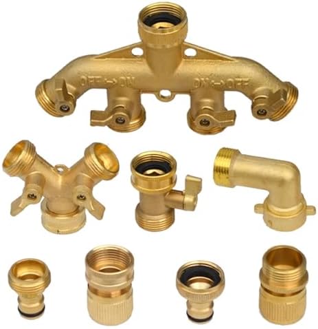 Heavy Duty Brass 1-2-4 way Splitter Garden Hose Hexagonal Connector with Comfortable Grip Shut Off Valves Adapter for Water Tap(Quickconnector USA) - Image 6
