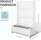 Resin Raised Garden Bed with Trellis and Wheels - Plasitc Planter Box with Trellis Outdoor with Drainage Holes & Water Monitor for Climbing Plants, Flower, Ashen(61.2" H) - Image 3