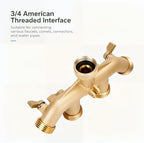 Brass 4-Way Garden Hose Splitter, Heavy Duty 4 Outlet Ball Valve Manifold, 3/4" Standard Hose Connector, Independent Shut Off Valve, Outdoor Water Distributor for Yard, Lawn, Garden Irrigation - Image 5