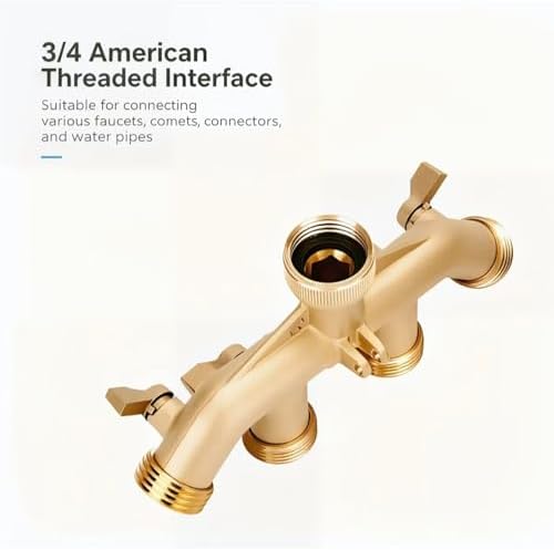Brass 4-Way Garden Hose Splitter, Heavy Duty 4 Outlet Ball Valve Manifold, 3/4" Standard Hose Connector, Independent Shut Off Valve, Outdoor Water Distributor for Yard, Lawn, Garden Irrigation - Image 5
