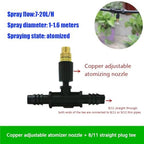 Adjustable Brass Atomizing Nozzle with Drip Connector, Micro Spray Drip Emitter, Adjustable Sprinkler Drip Sprayer Kit 20pc Copper Nozzle+8/11 tee - Image 3