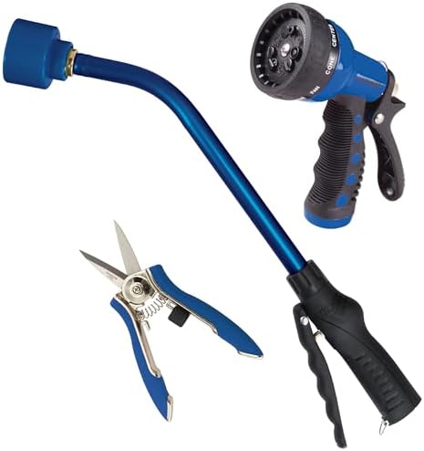 DRAMM 50035 Watering and Tool Set in Green Includes 16-Inch Touch 'N Flow Pro Rain Wand, 9-Pattern Revolver Spray Gun, and Compact Shear, Blue by DRAMM