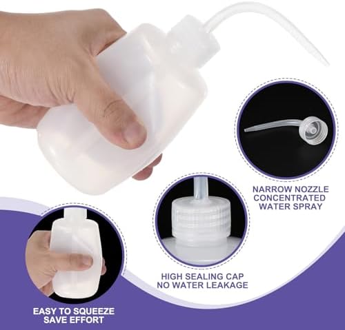 PATIKIL 18 Pcs 250ml Plastic Wash Bottles, Multi-purpose, Plant Care, Cleaning, Lab Use, Chrome Finish, Transparent, Reusable, 8 Ounce, High Density Polyethylene, Slim Neck Bottle - Image 3