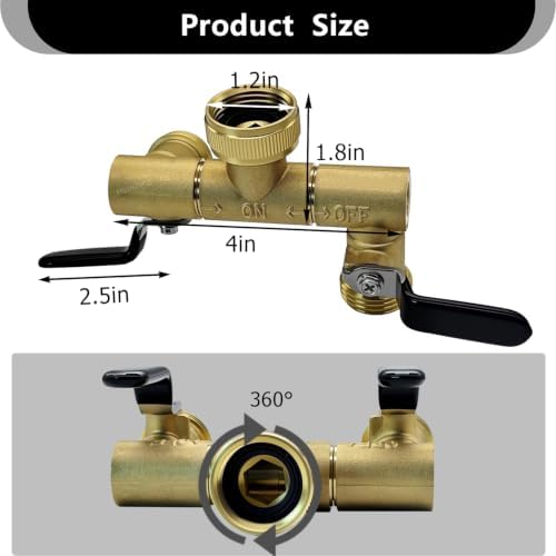 360° Rotatable Garden Hose Splitter 2 Way, Solid Brass Water Hose Y Valve - Image 3