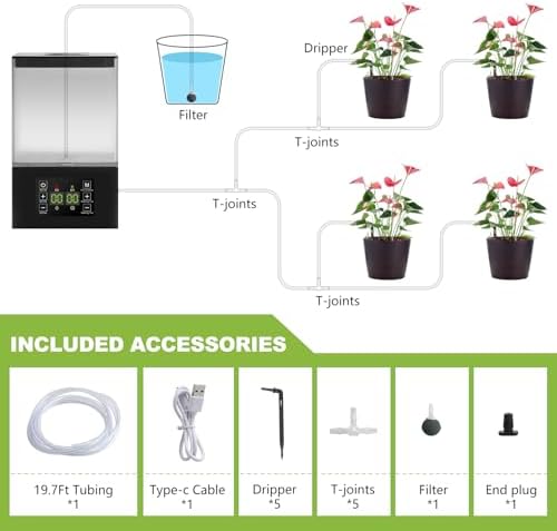 Automatic Drip Irrigation Kit for Indoor Potted Plants, 2-in-1 Design with 1.3L Water Tank & Programmable Timer, Auto/Manual Watering Modes – for Indoor Use Only (Not for Outdoor) (Watering Products) - Image 3