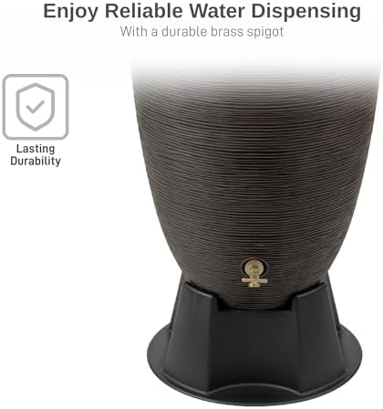 RTS Home Accents 50-Gallon Newport Rain Barrel with Stand and Removable Lid, Bronze Color - Image 5