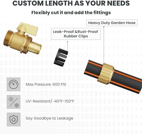 Giraffe Tools Garden Hose 5/8", 50ft with Shut off Valve - Image 4