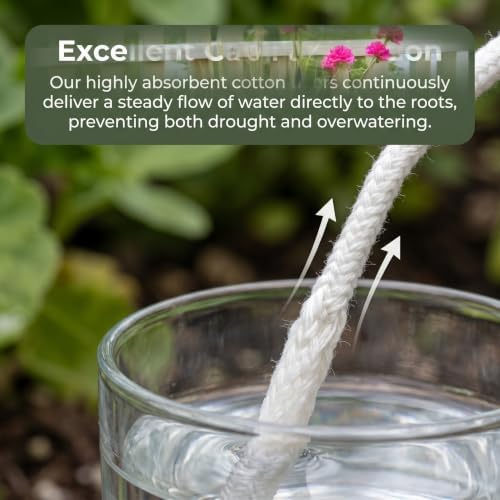 WOONEKY 2pcs Self-Watering Cotton Rope X Absorbent Wicking Cord for Indoor Potted Plants Automatic Hydroponic Irrigation Flexible DIY Garden Planter - Image 3